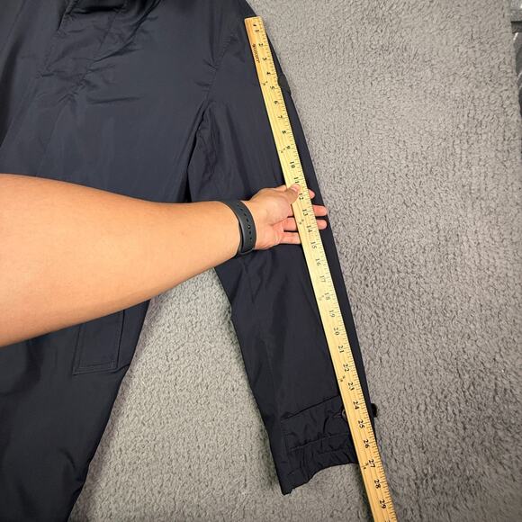 Polo Ralph Lauren Trench Coat Mens L Navy Blue Long Overcoat Full Zip Insulated - Picture 13 of 14